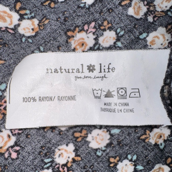 Natural Life Rebecca Midi Dress Black Cream Rose Floral Pockets Boho Sz Large - Picture 14 of 15
